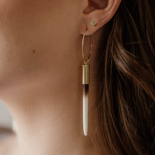 Brass Hoop Quill Earrings