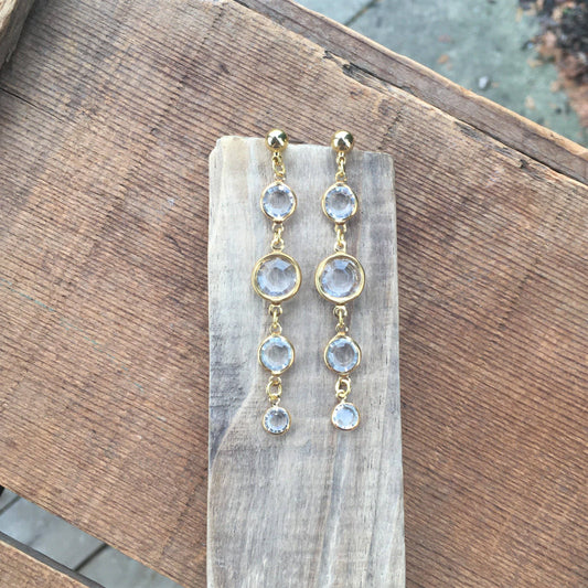 Vintage Crystal & Gold Drop Earrings