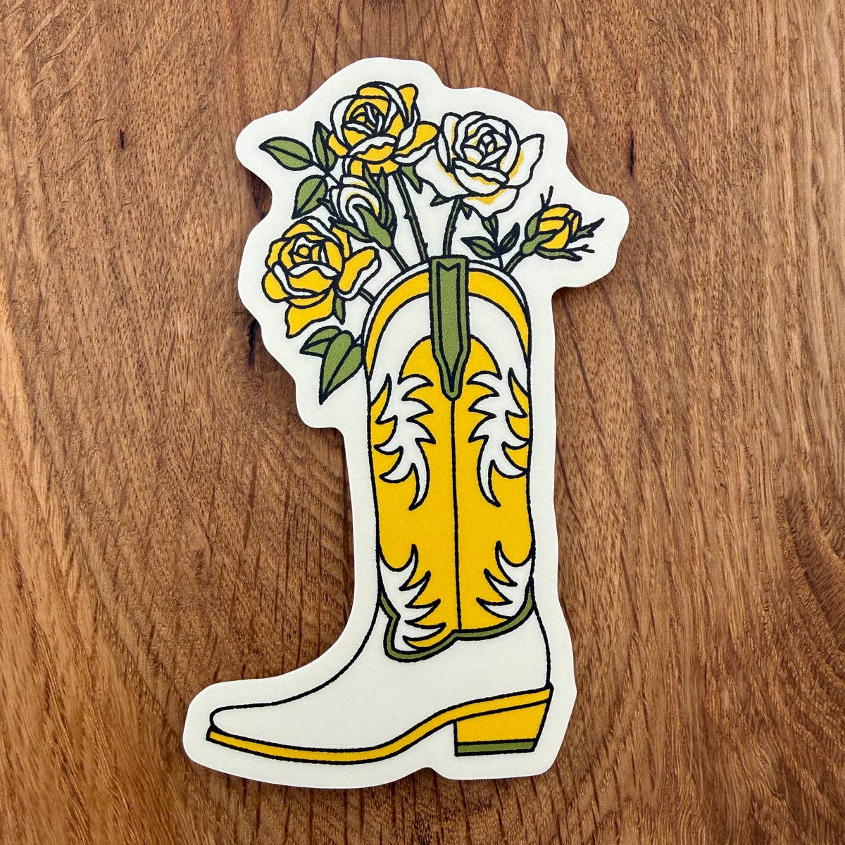 Yellow Rose Flower Boot Matte Vinyl Sticker
