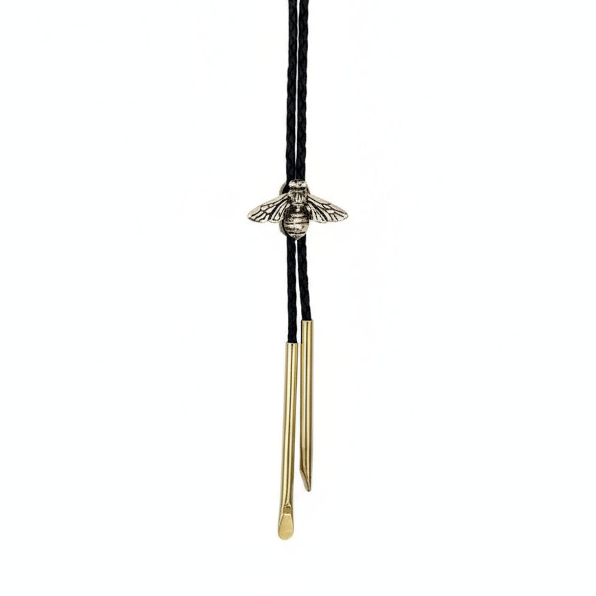 Brass Bee Bolo Tie Black