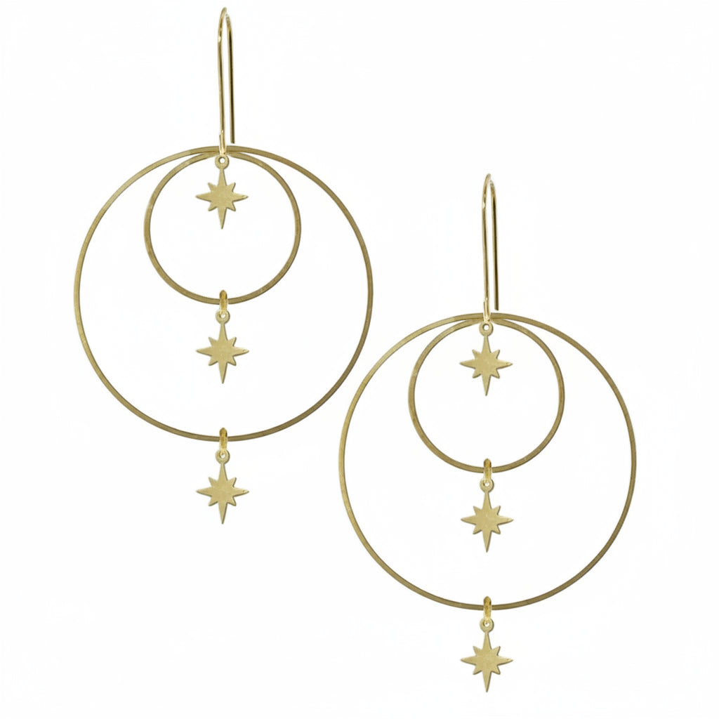 Brass Sparkle Circle Earrings