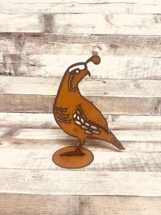 Quail Mama & Babies Metal Art