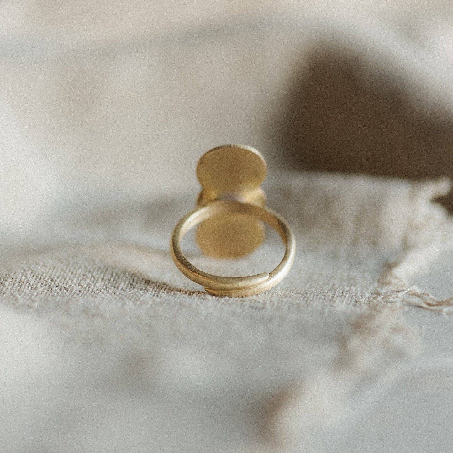 Turquoise Brass Three Stone Ring