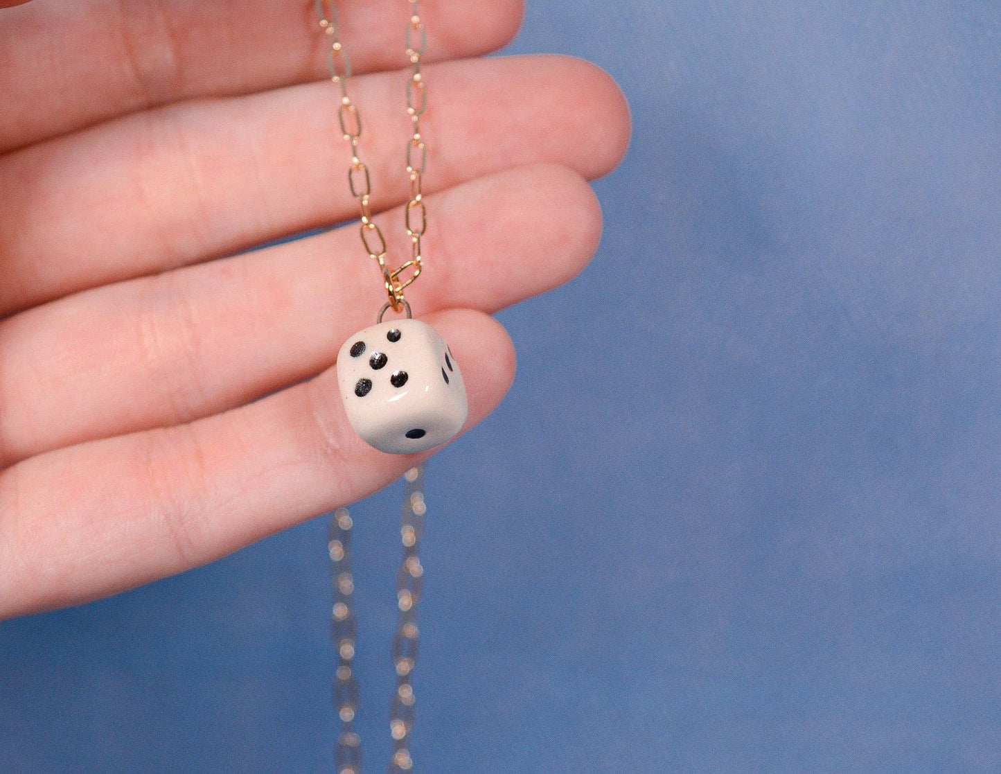 Handmade Ceramic Dice Necklace