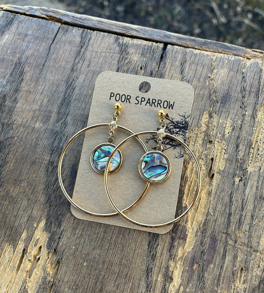 Abalone Shell & Gold Hoop Earrings