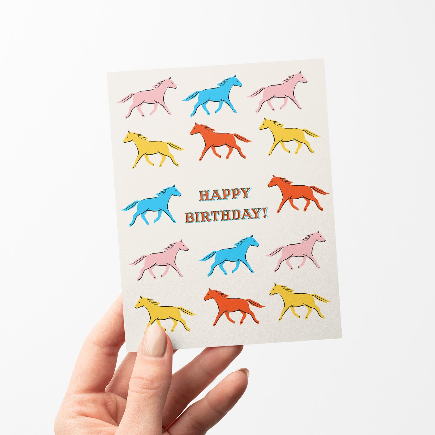 Colorful Horses Birthday Card