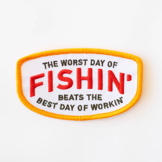 Fishin Beats Workin Iron-On Patch