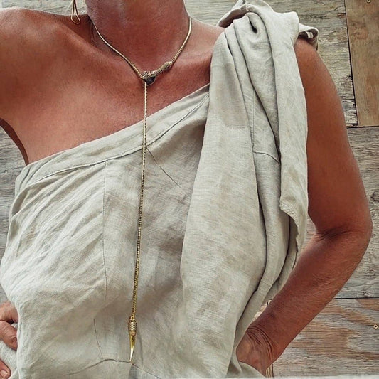 Brass Snake Lariat Bolo Necklace