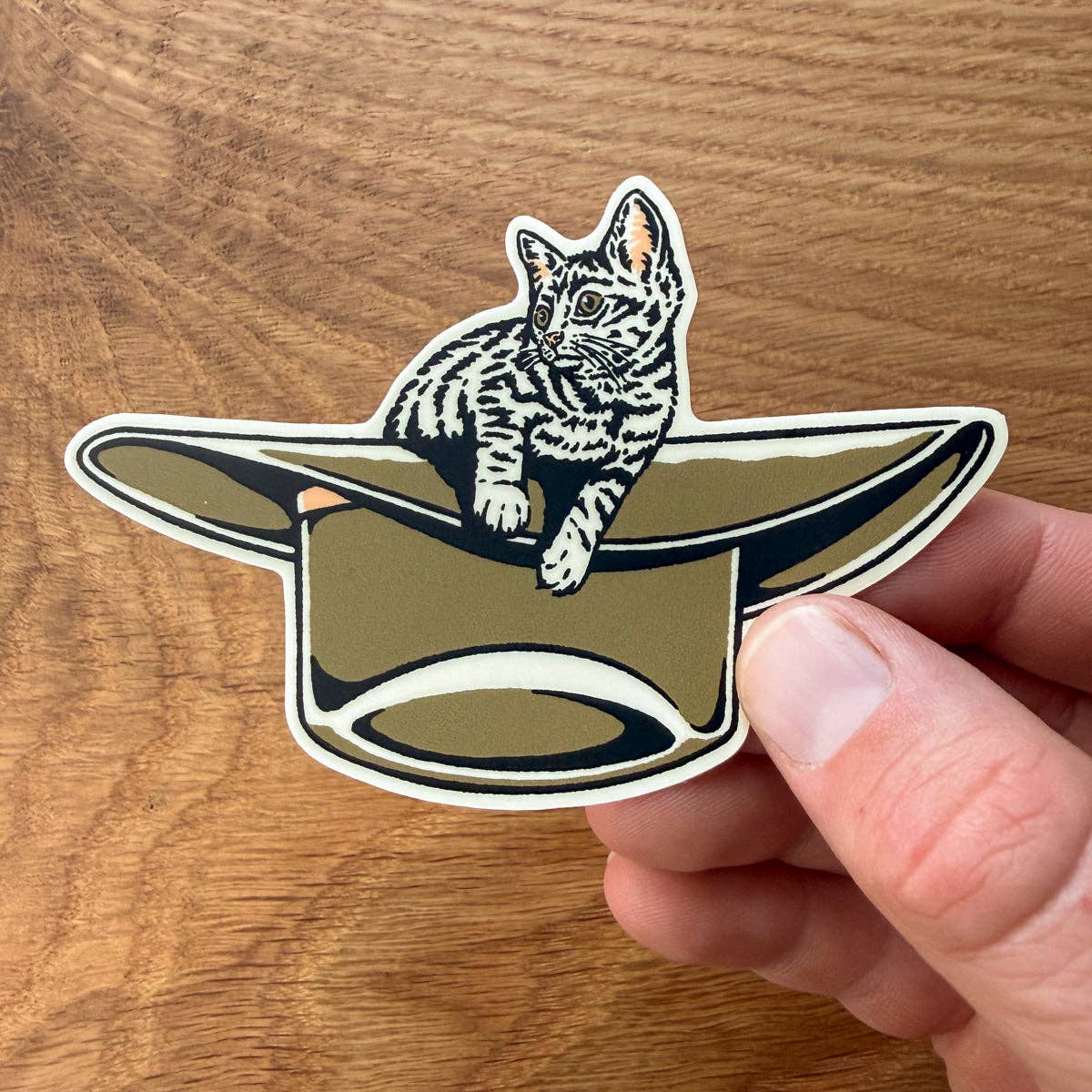 Kitten Cowboy Hat Vinyl Sticker