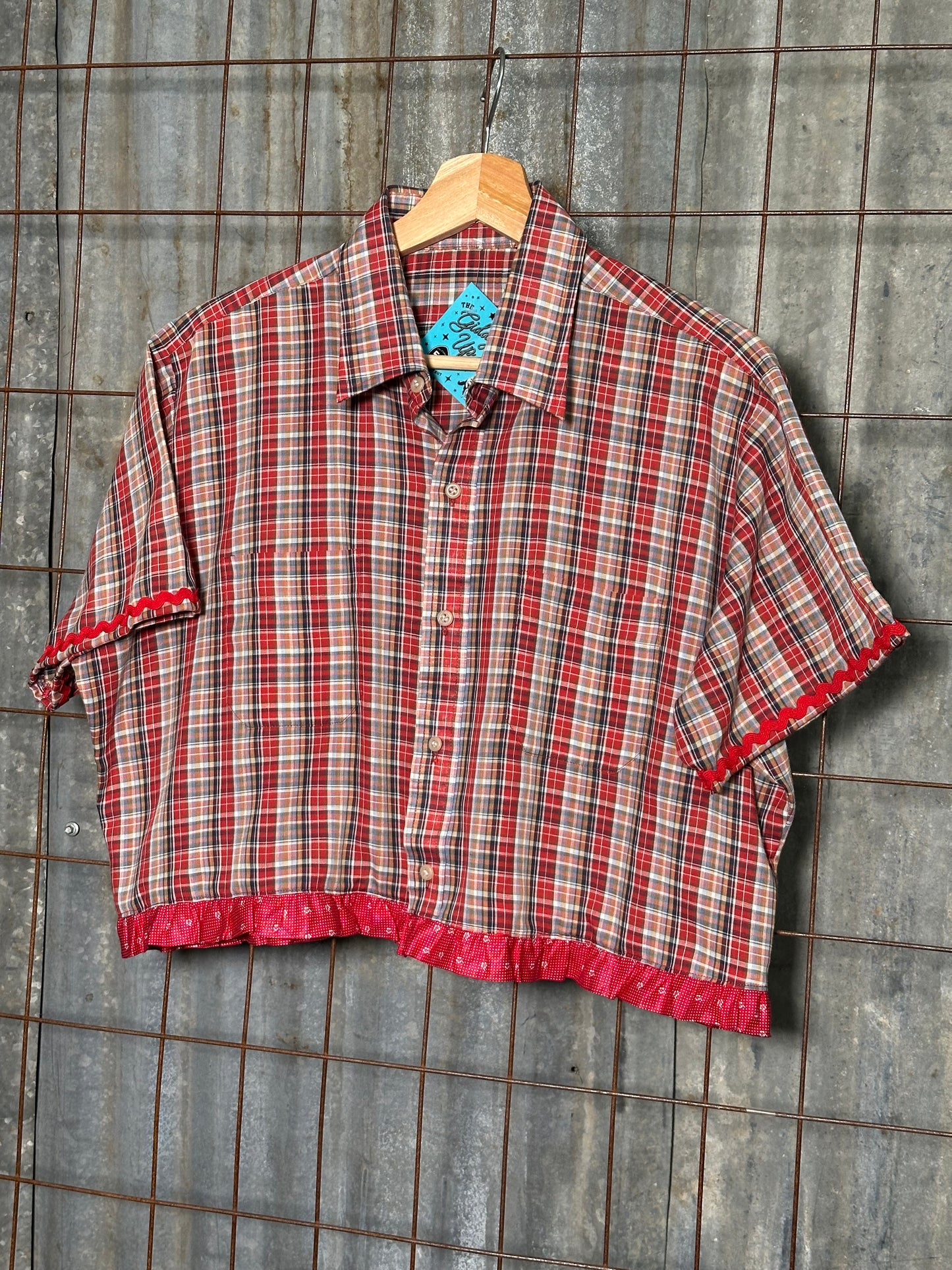 Local Handmade Ruffle Top Red Plaid Polka Ruffle