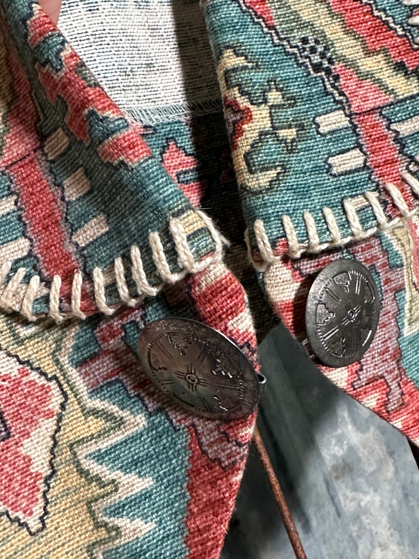 Vintage Turquoise Cream Concho Vest