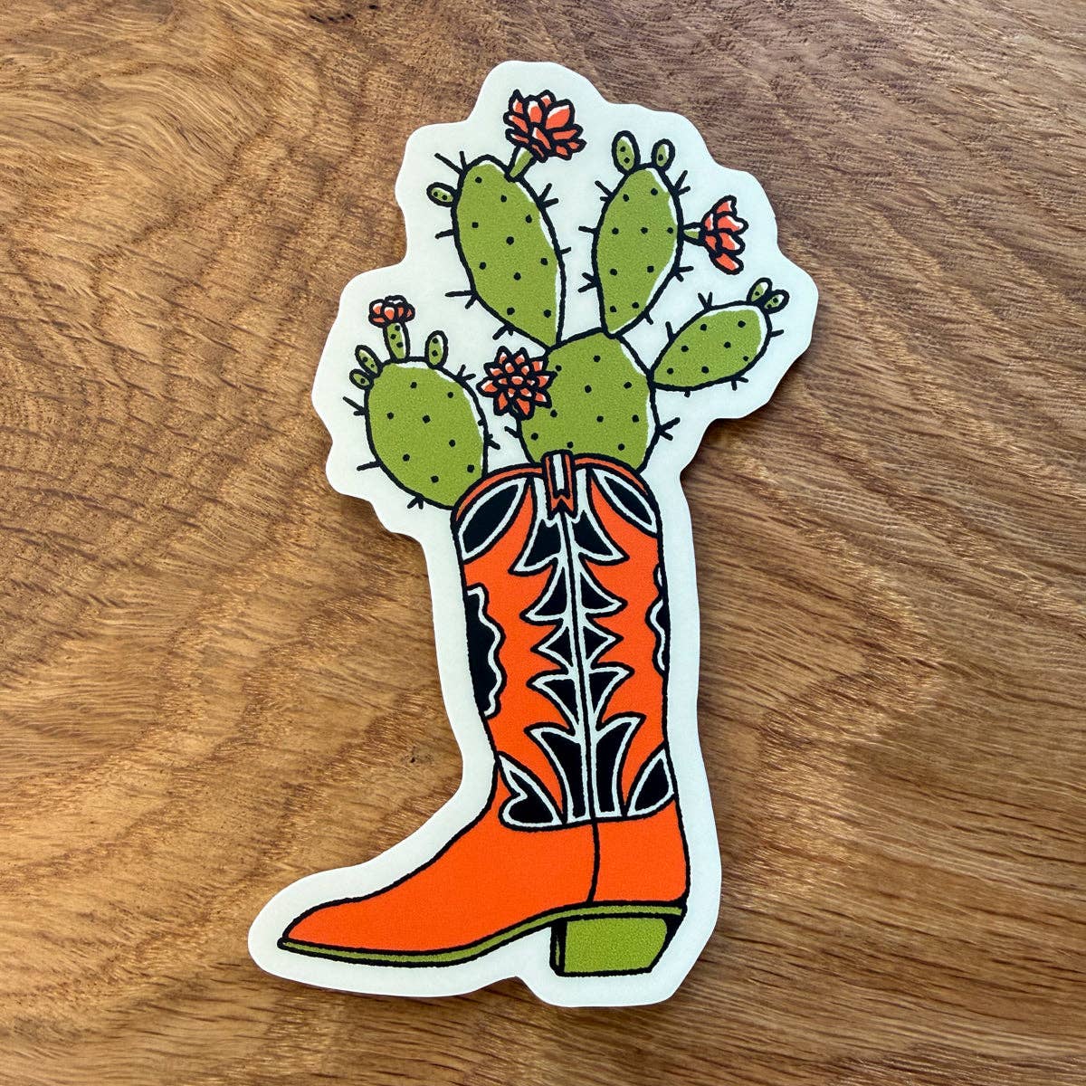 Cacti Flower Boot Vinyl Sticker