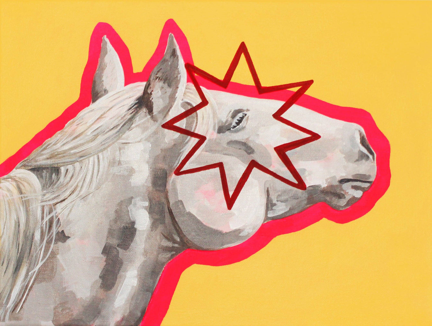 White Yellow Star Horse Art Print