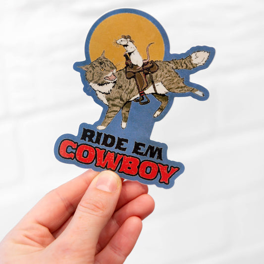 Ride Em Cowboy Cat Cowboy Sticker