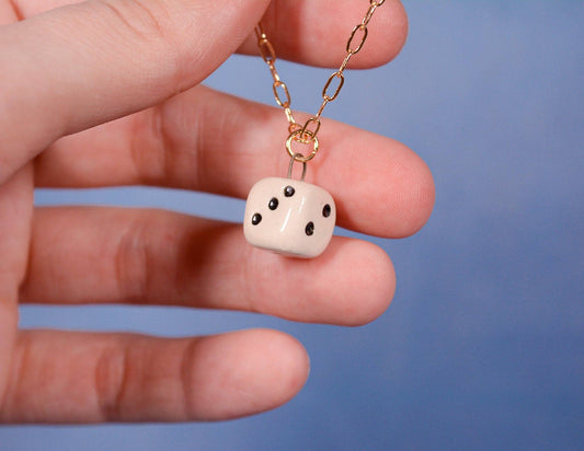 Handmade Ceramic Dice Necklace