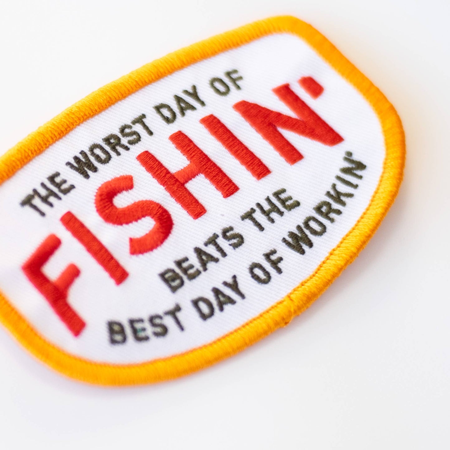Fishin Beats Workin Iron-On Patch