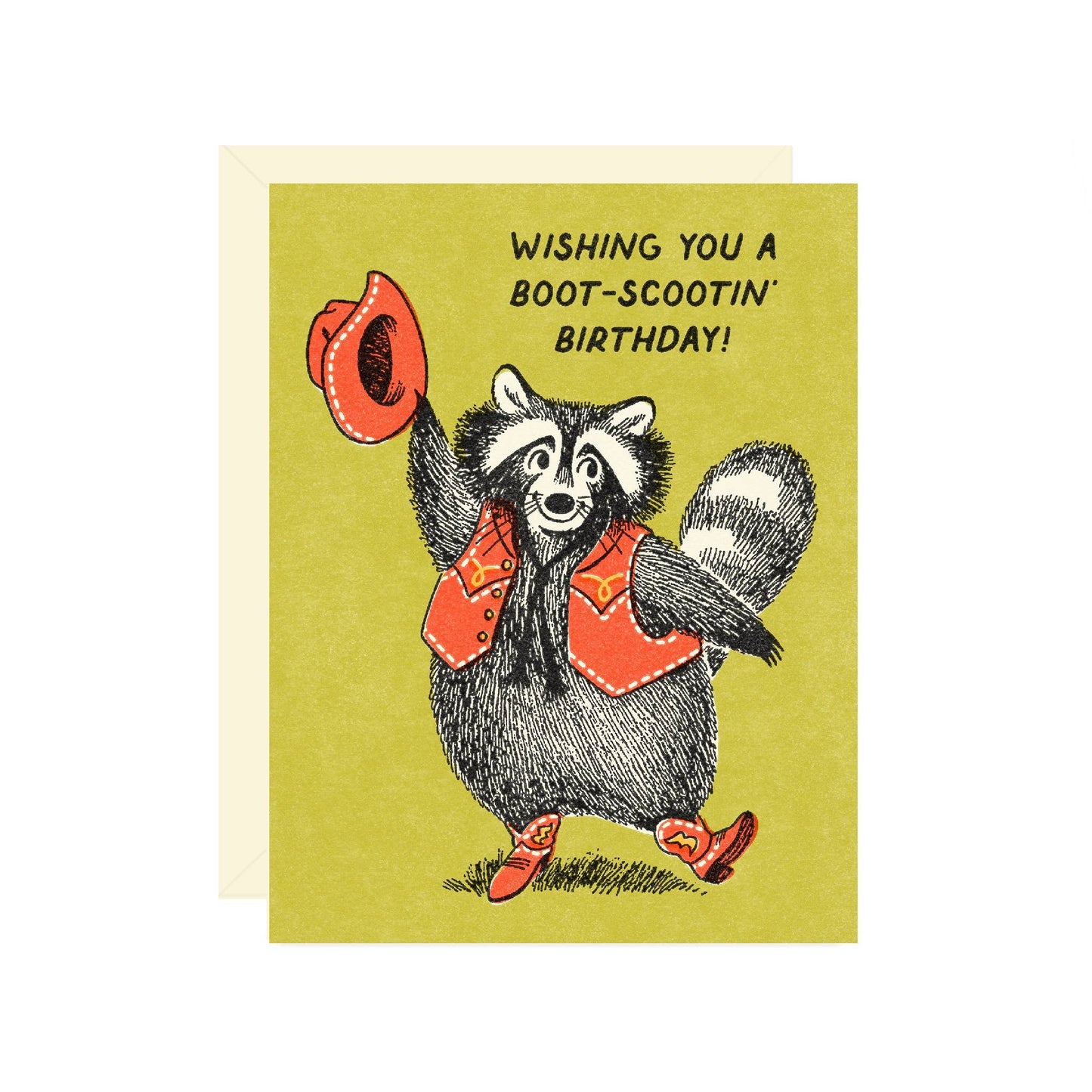 Boot Scootin' Raccoon Birthday Card