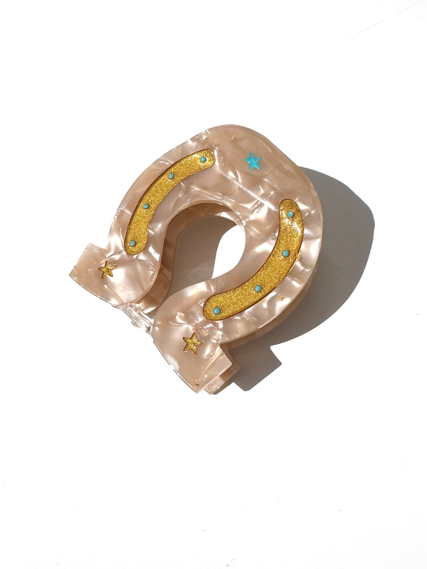 Hand Painted Lucky Horseshoe Hair Clip