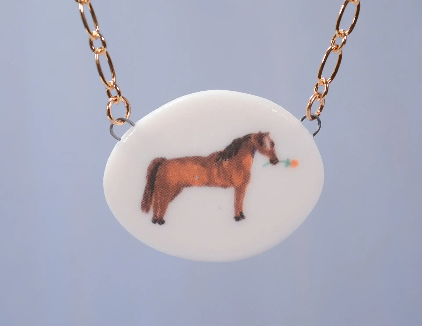 Handmade Ceramic Horse Portrait Necklace