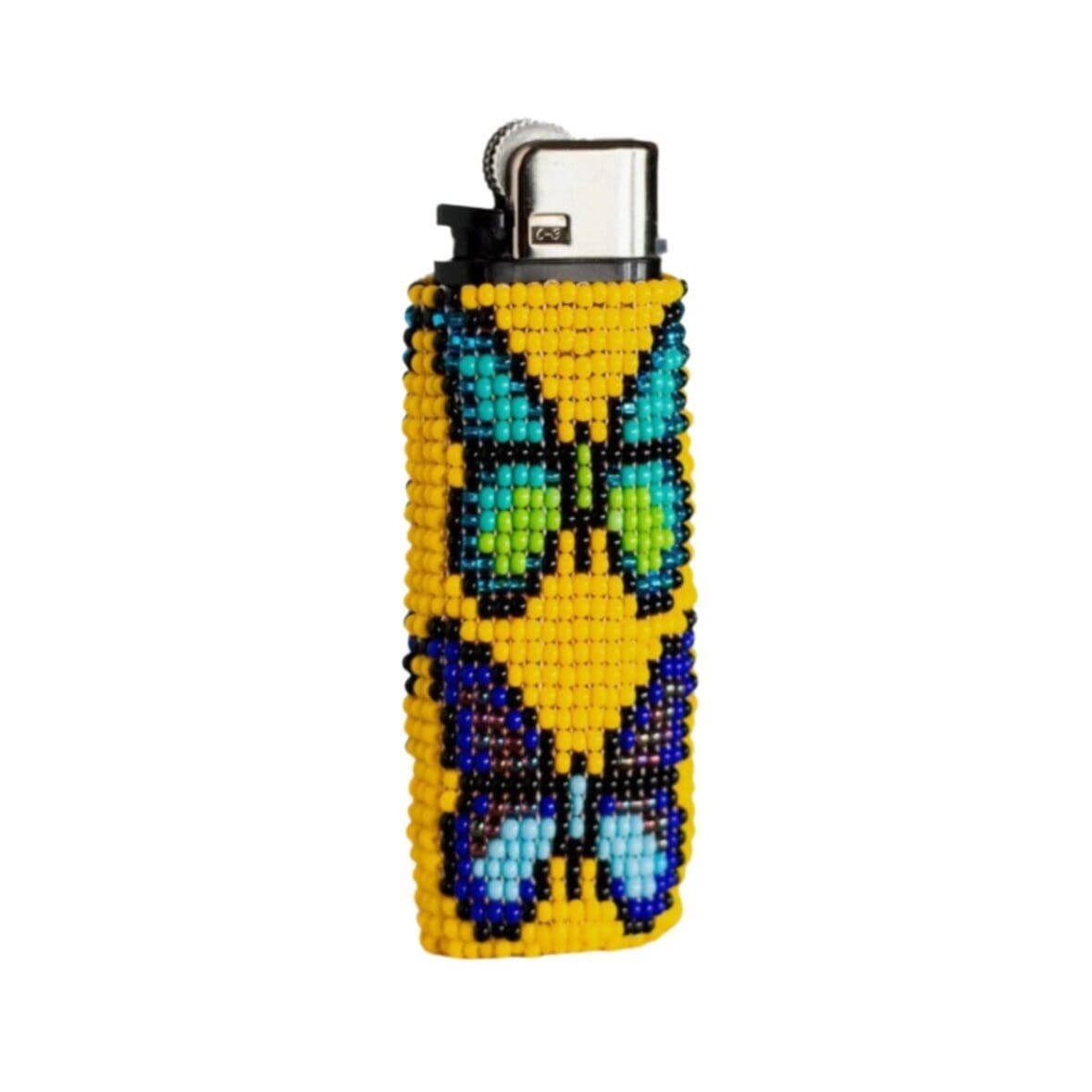 Beaded Lighter Case Yellow Butterfly