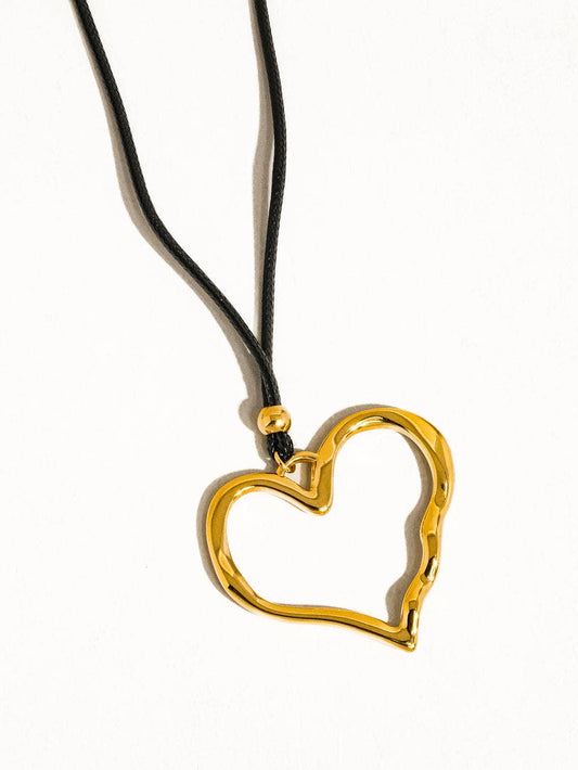 Gold Heart Tie Necklace