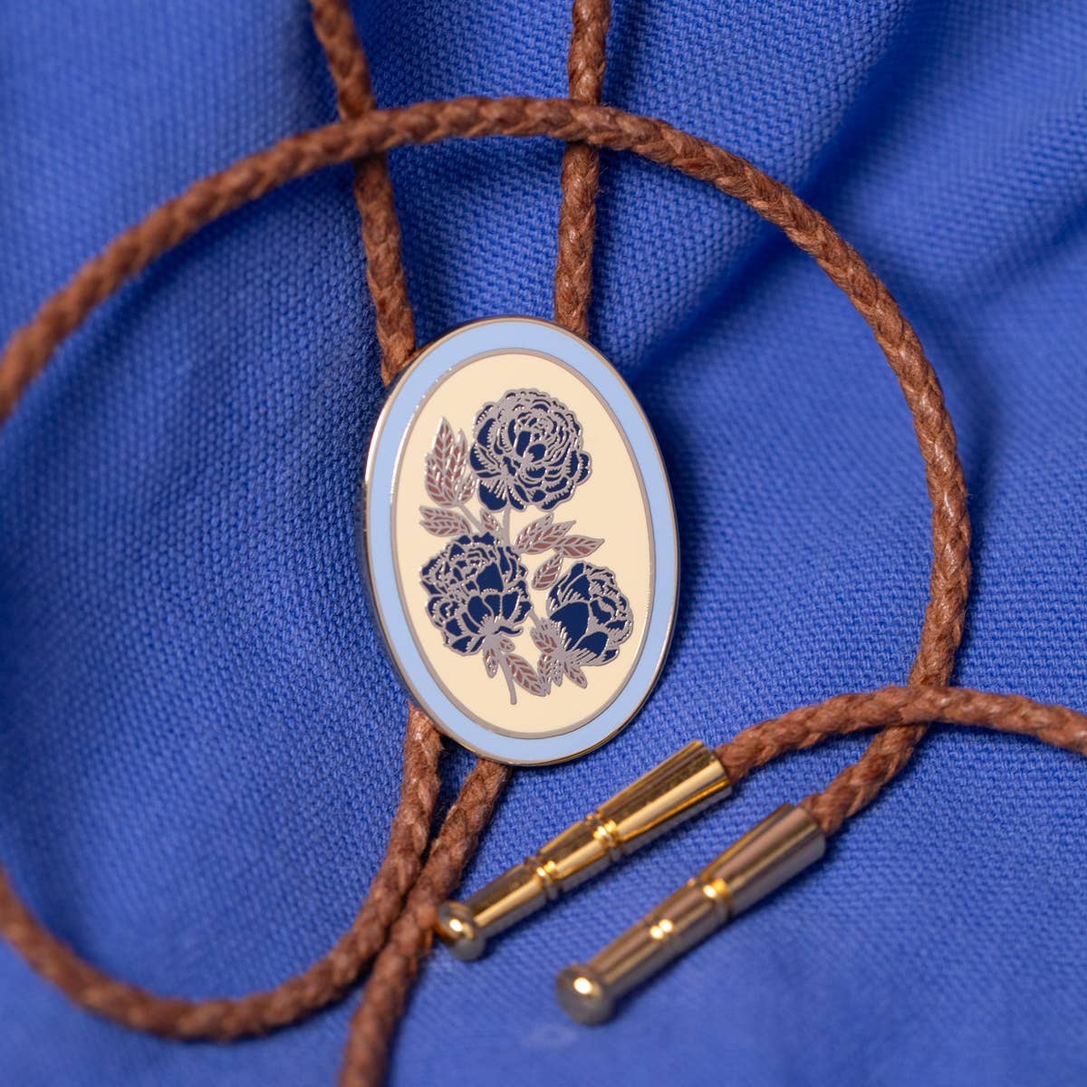 Navy Rose Bolo Tie