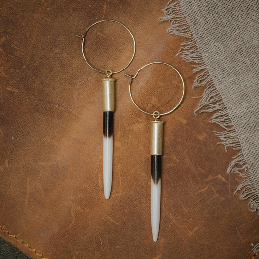 Brass Hoop Quill Earrings