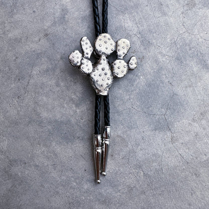 Prickly Pear Bolo Tie White Bronze