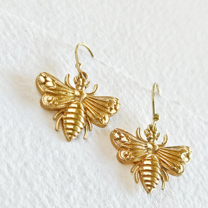 Brass Bee Earrings