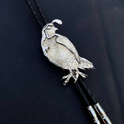 Quail Bolo Tie White Bronze