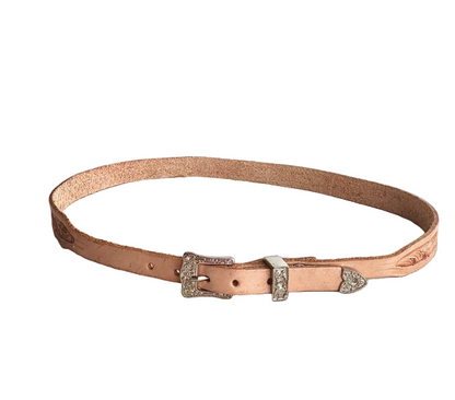 Hand Tooled Tan Leather Hat Band