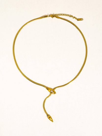 Gold Snake Tail Lariat Necklace
