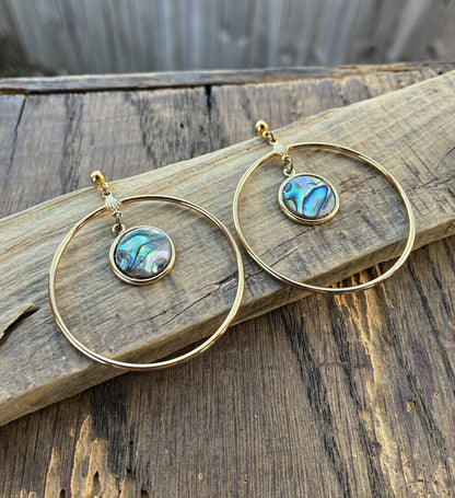 Abalone Shell & Gold Hoop Earrings