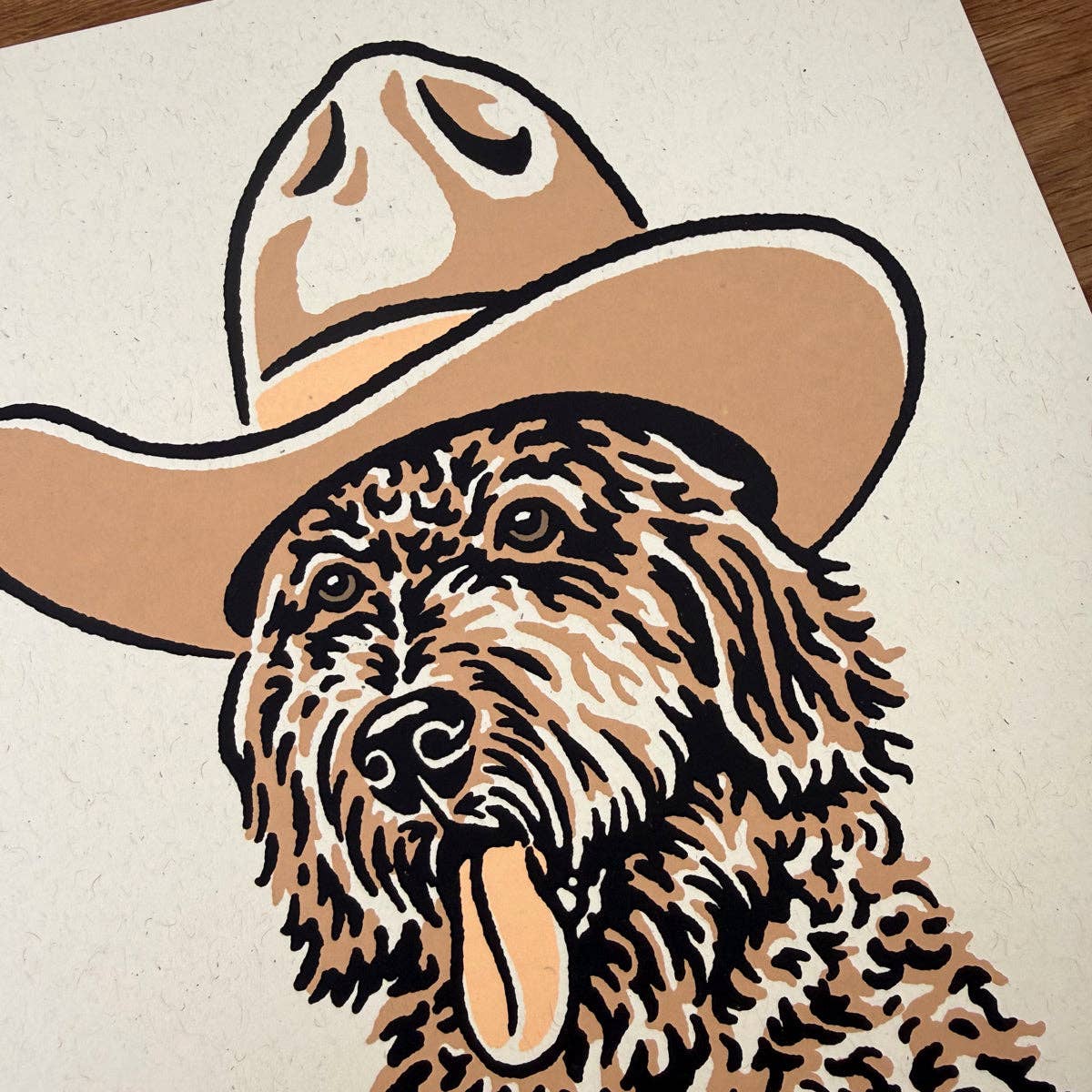 Golden Doodle Cowdog - Signed Art Print