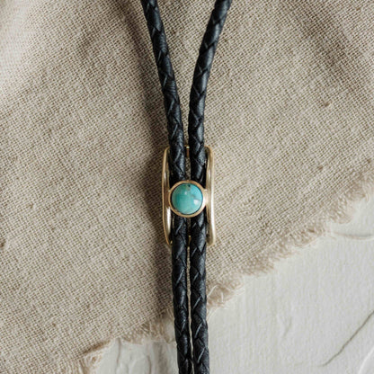 Turquoise Brass Buckle Bolo Tie