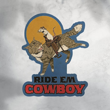 Ride Em Cowboy Cat Cowboy Sticker