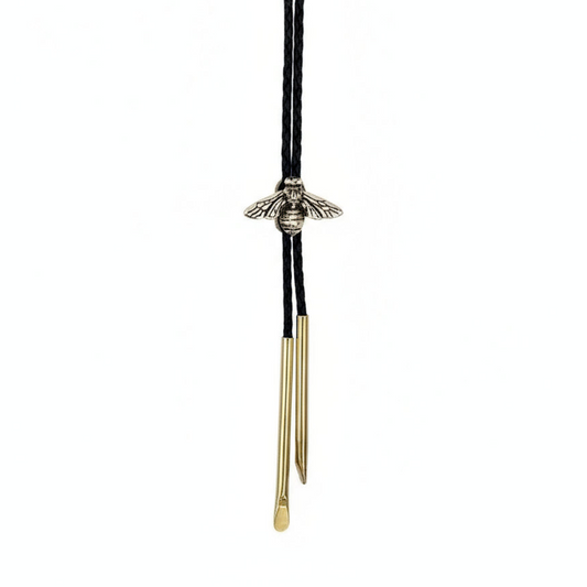 Brass Bee Bolo Tie Black