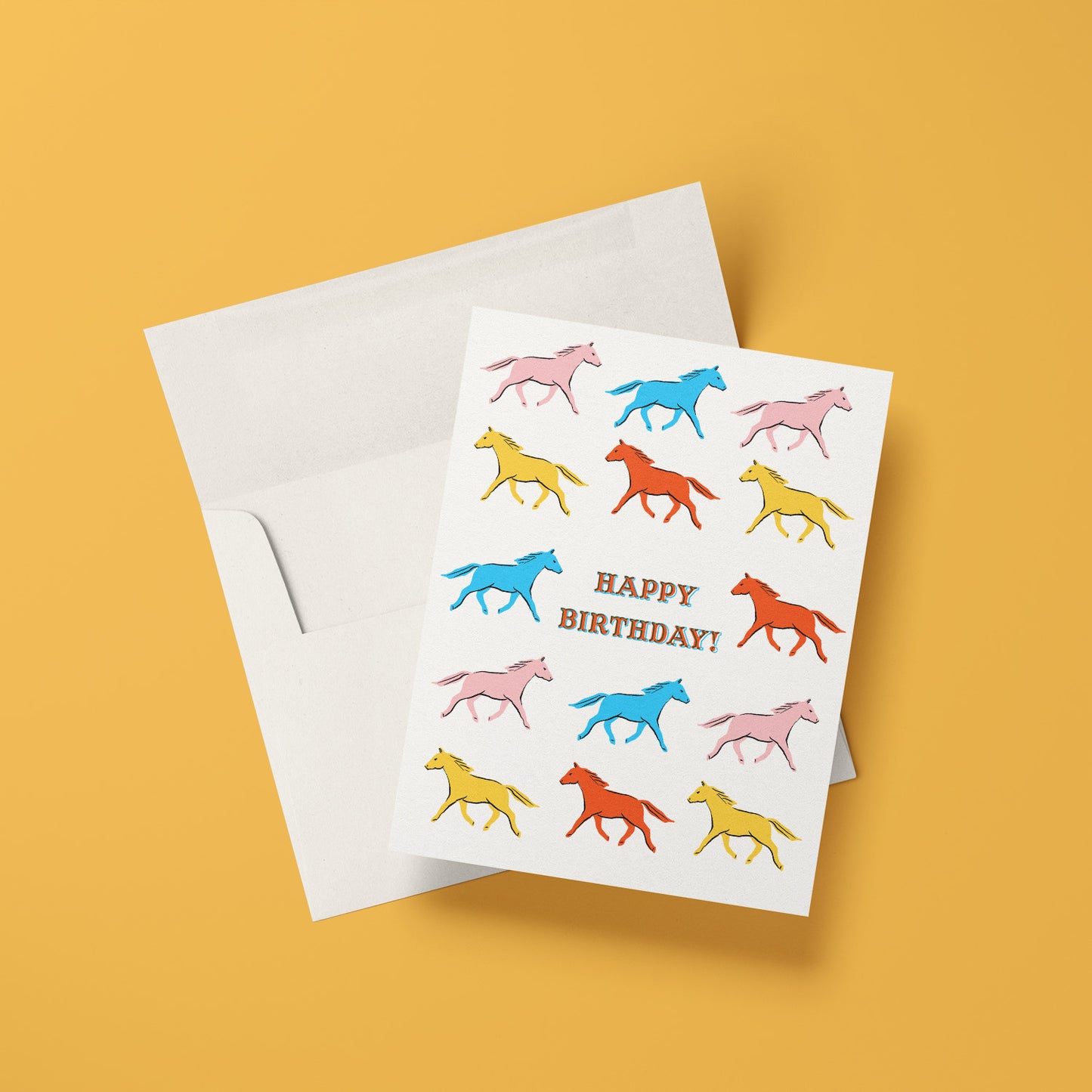 Colorful Horses Birthday Card