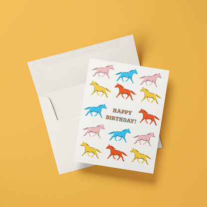 Colorful Horses Birthday Card