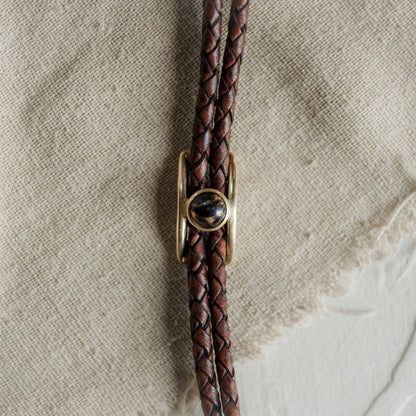 Turquoise Brass Buckle Bolo Tie