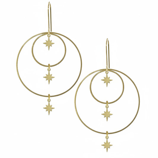 Brass Sparkle Circle Earrings