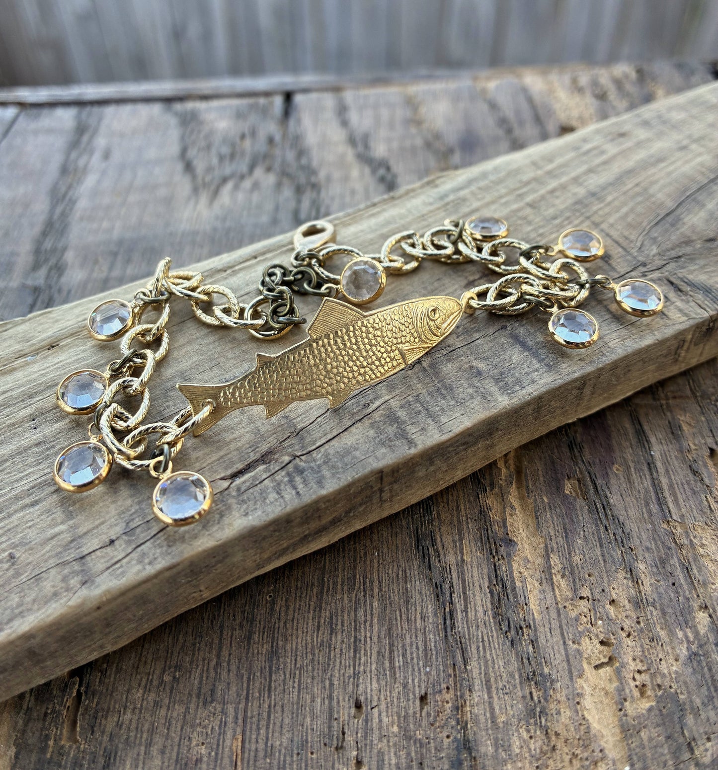 Gold Crystal Fish Bracelet