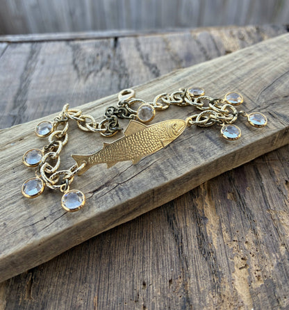 Gold Crystal Fish Bracelet