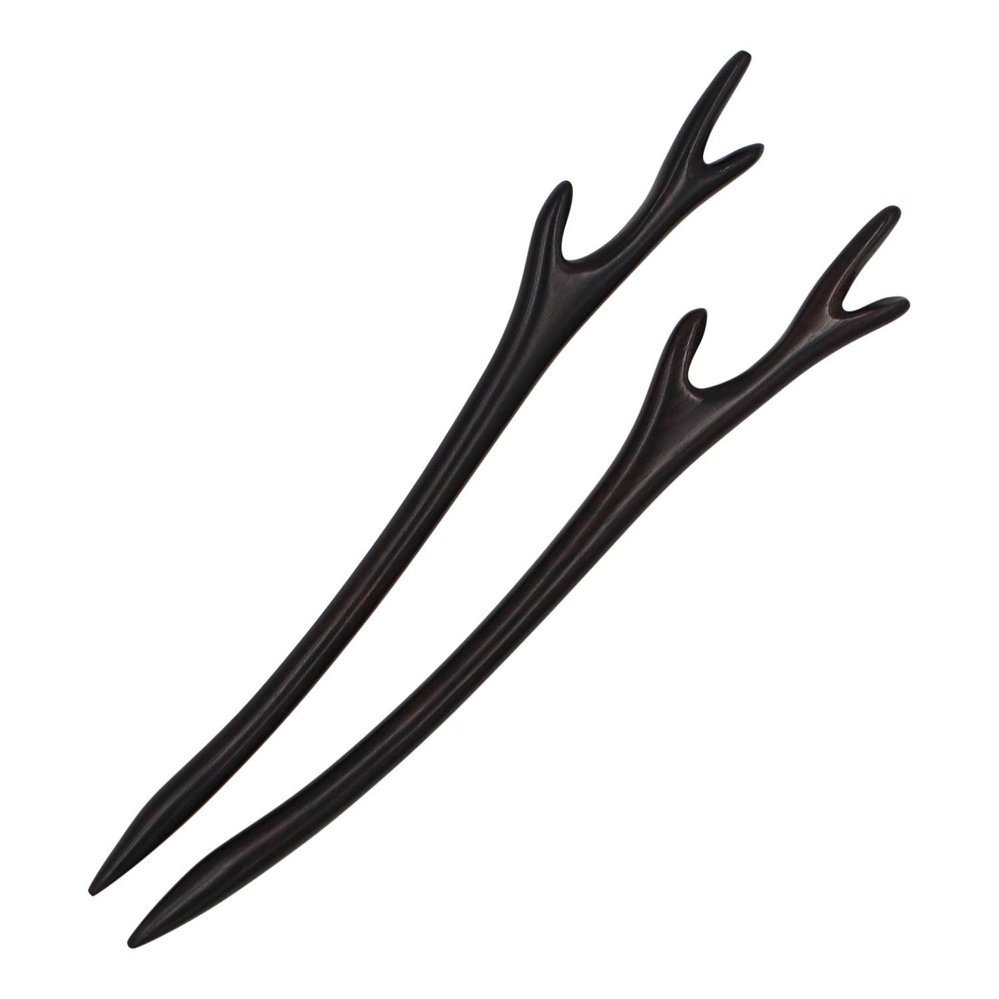 Wood Carved Deer Antler Hair Stick Set (2)