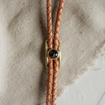 Turquoise Brass Buckle Bolo Tie