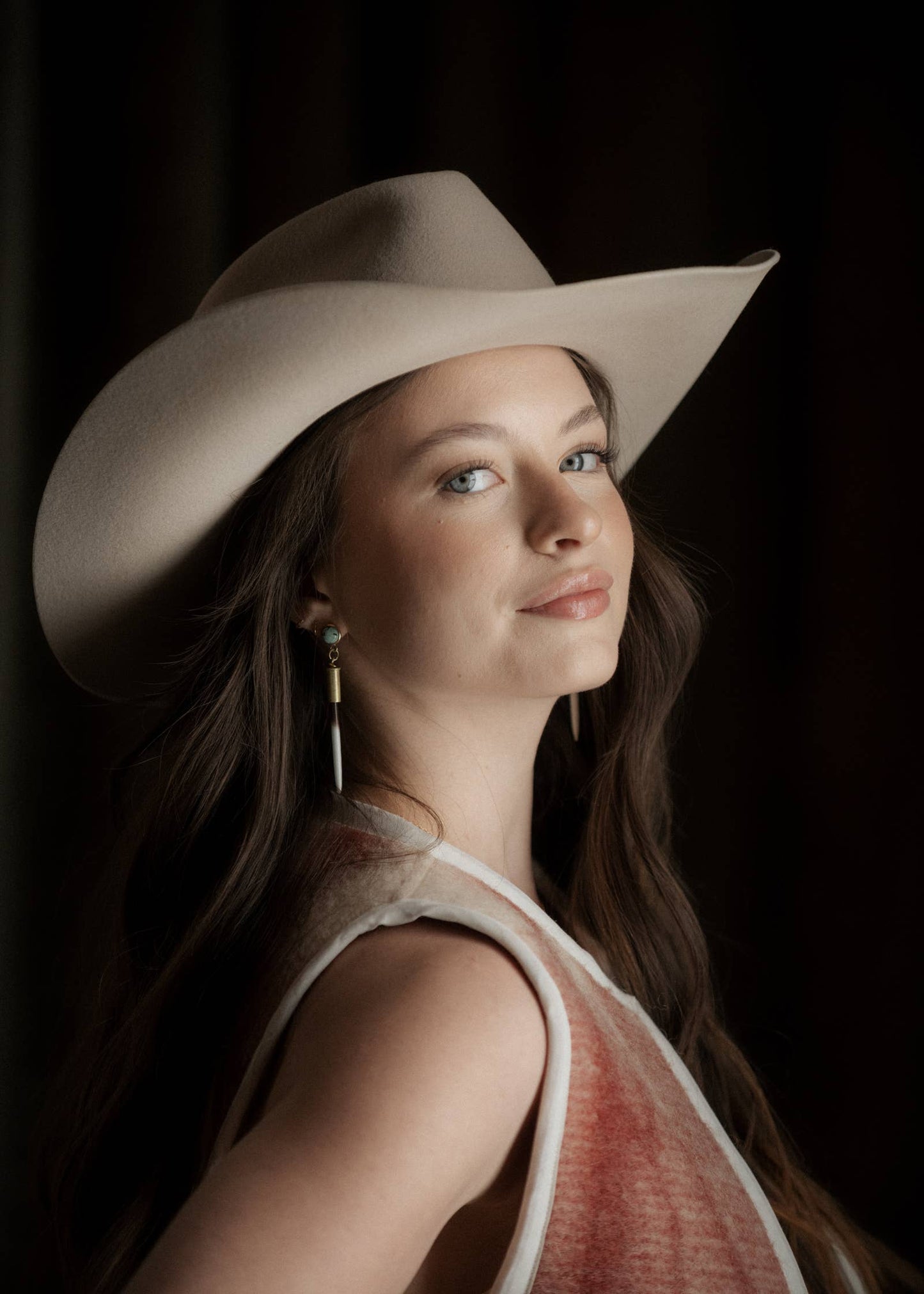 Turquoise Brass Quill Earrings