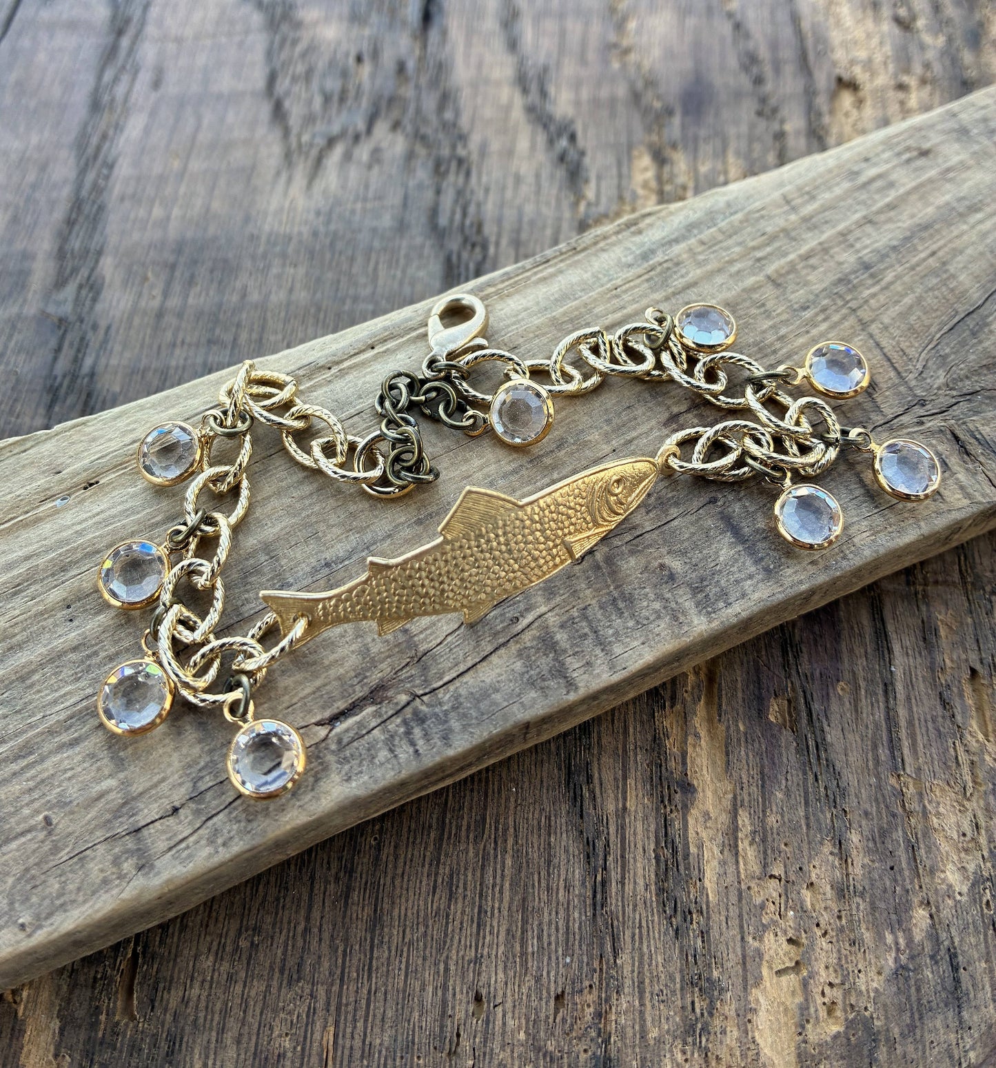 Gold Crystal Fish Bracelet