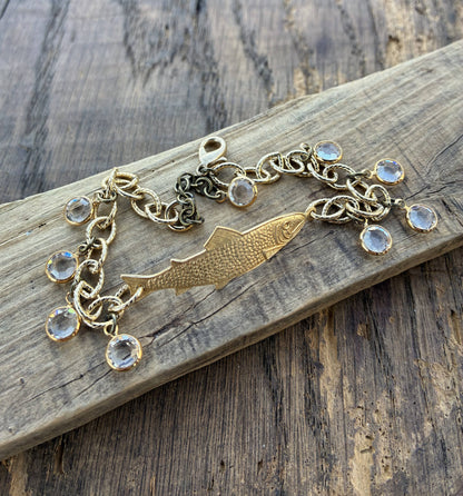 Gold Crystal Fish Bracelet