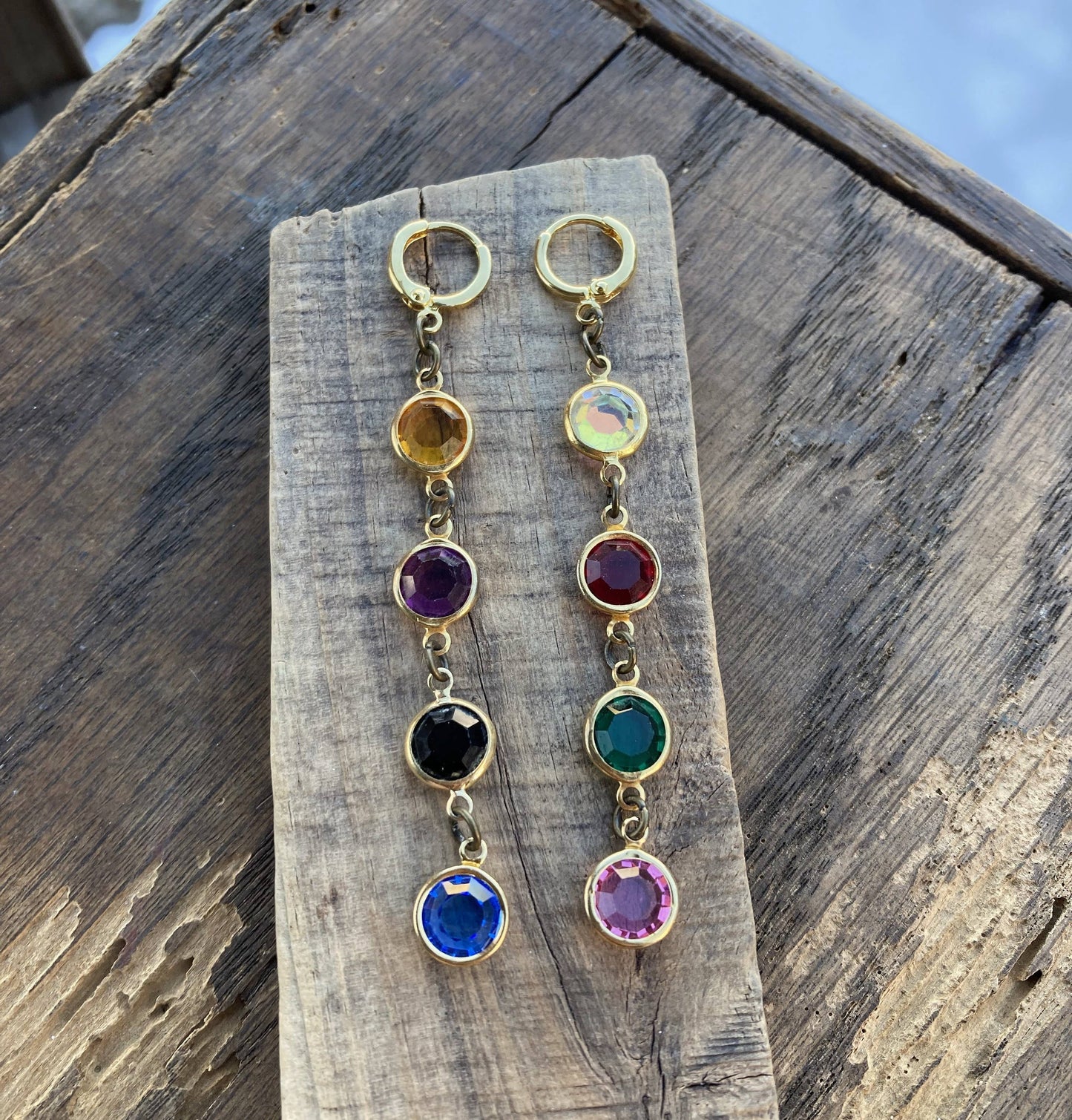 Colorful Vintage Crystal Drop Earrings
