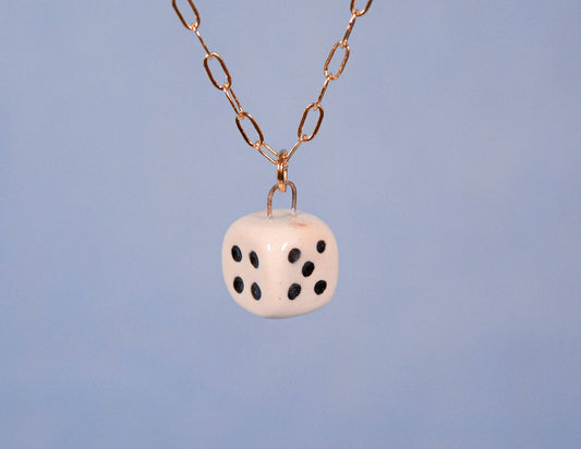Handmade Ceramic Dice Necklace